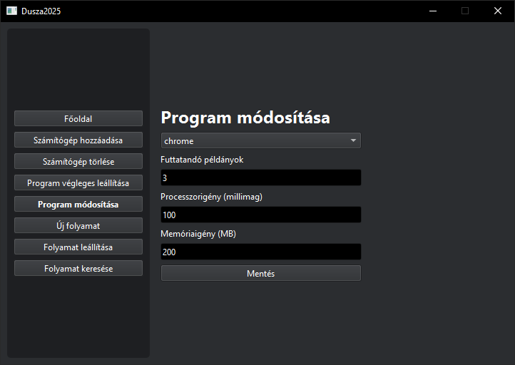 Program módosítása