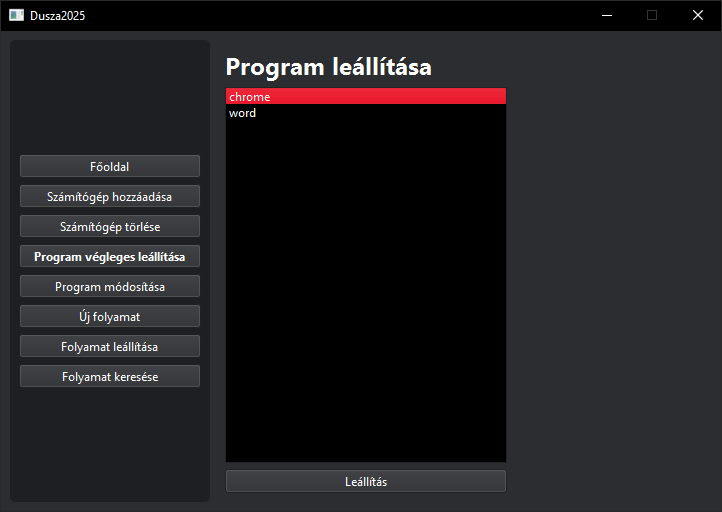 Program végleges leállítása